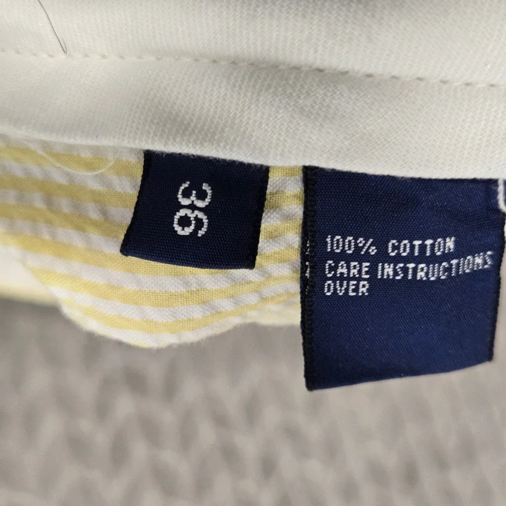 Polo Golf Ralph Lauren Mens 36 Yellow Seersucker‎ Striped Pleated Fairway Shorts